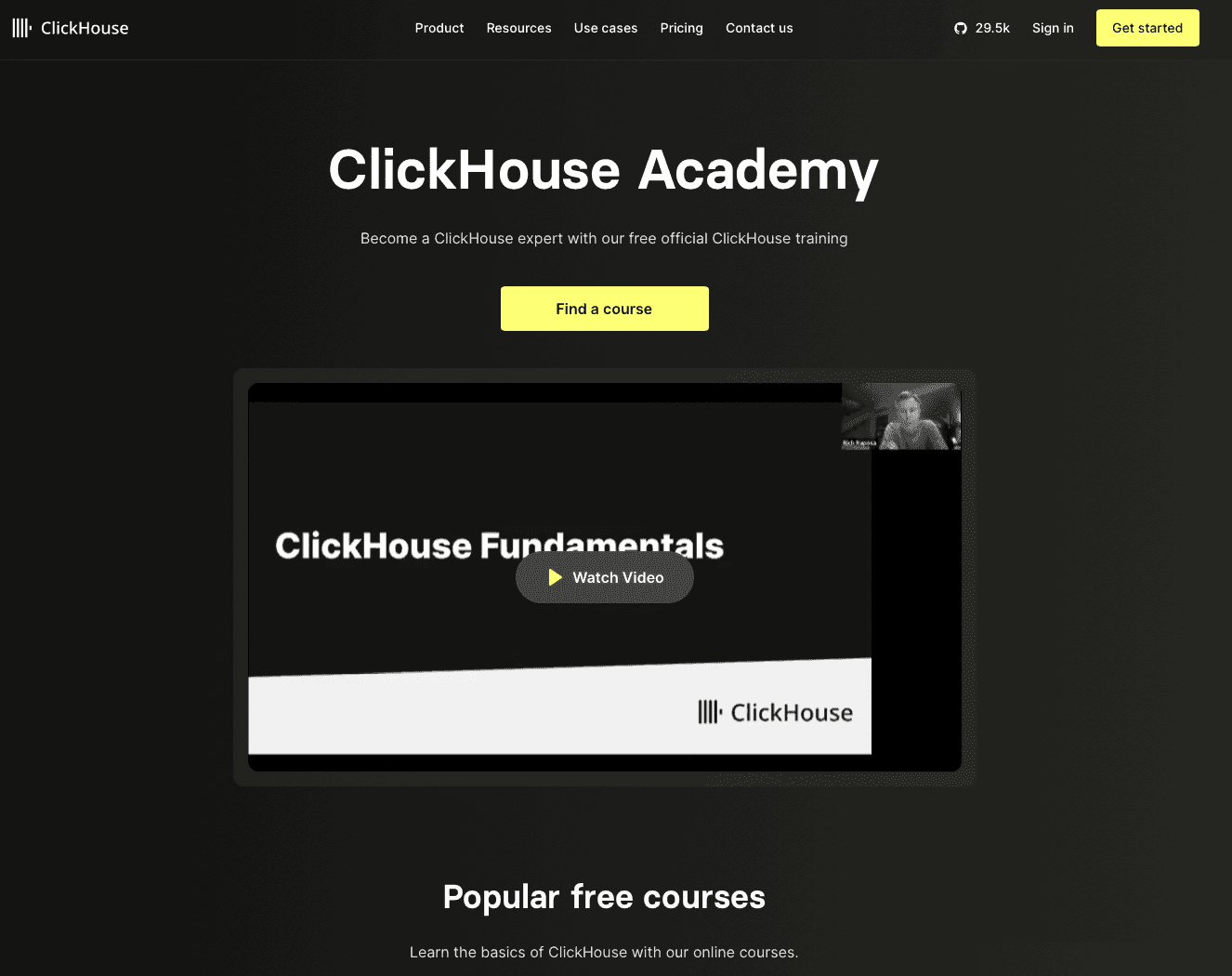 Screenshot of ClickHouse Academy