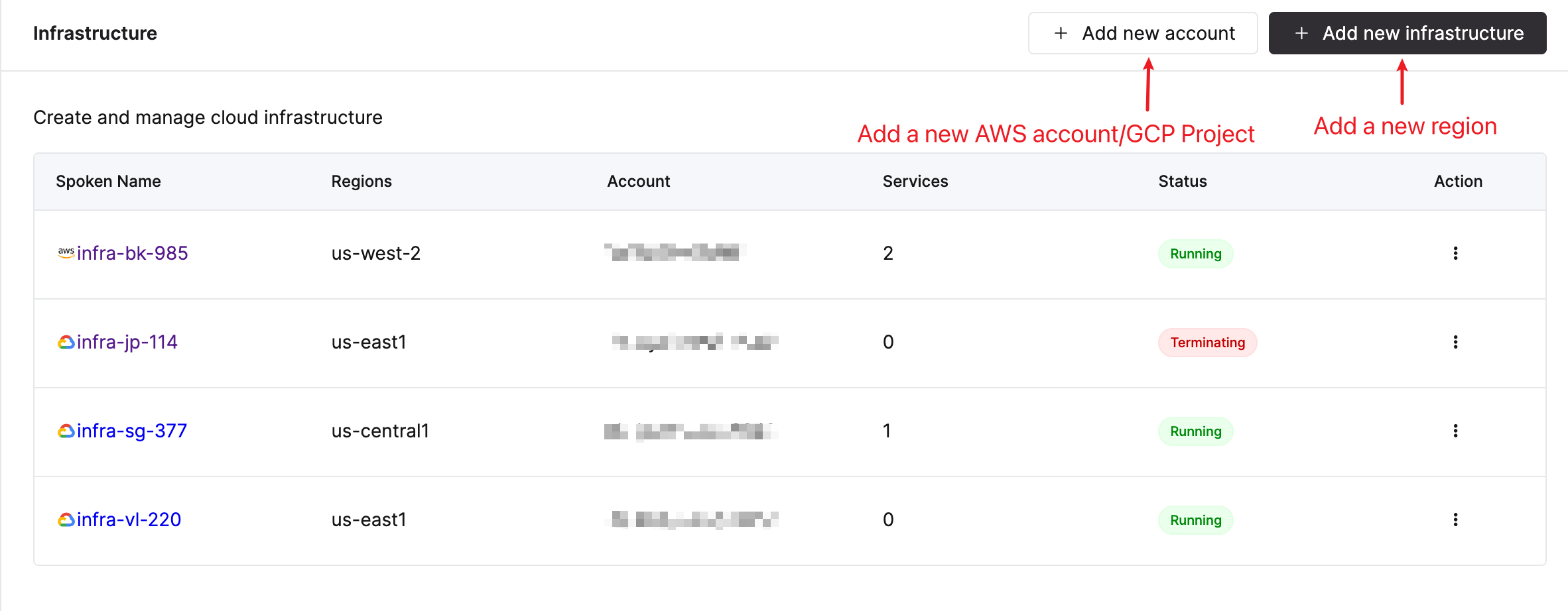 BYOC インフラページ