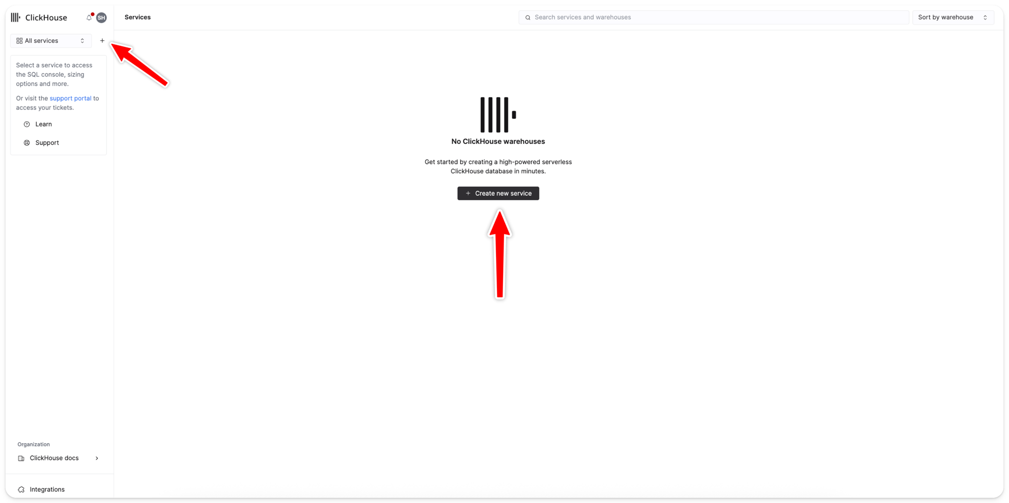新しいサービスを作成する