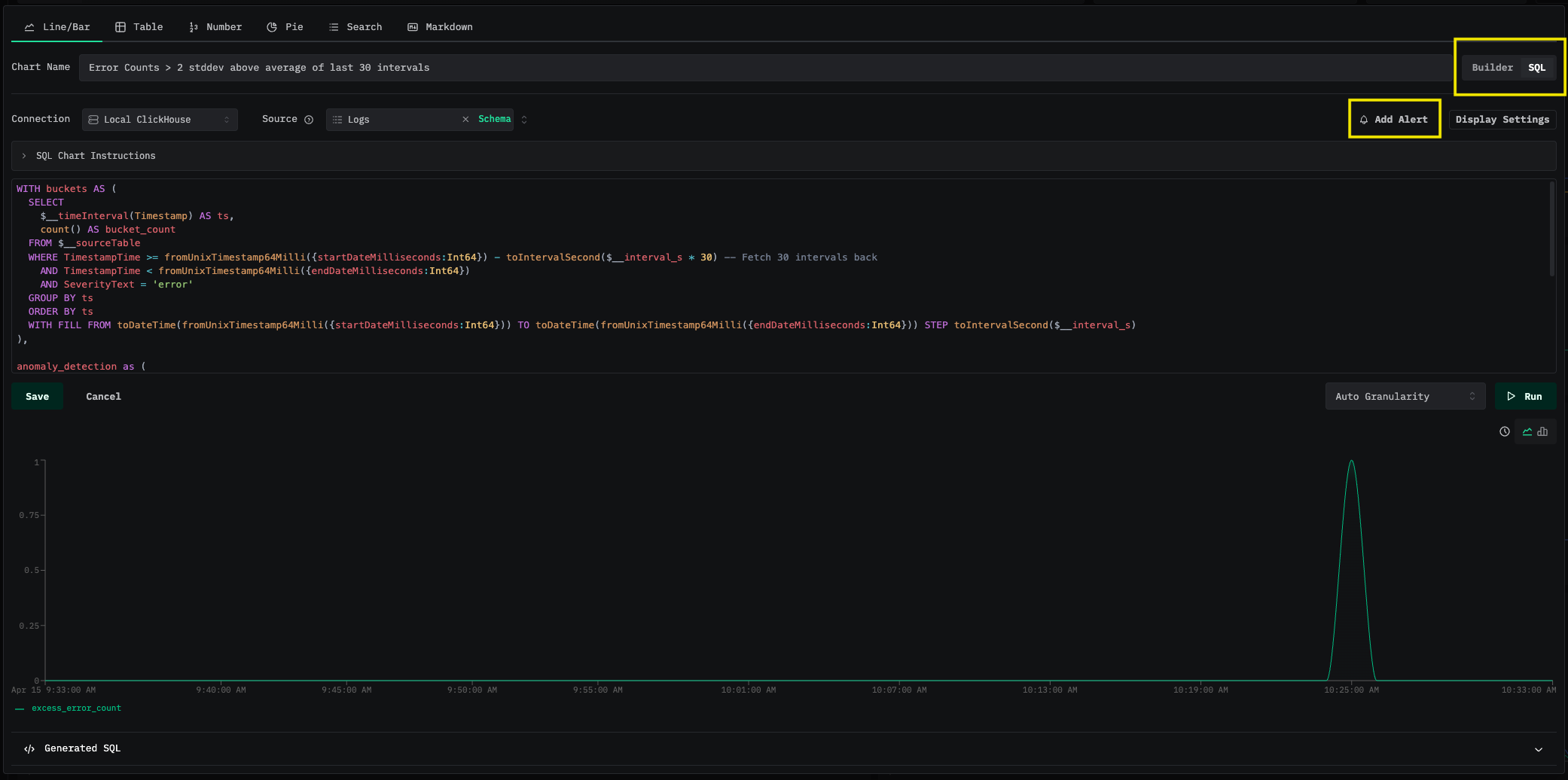 SQL チャートを作成