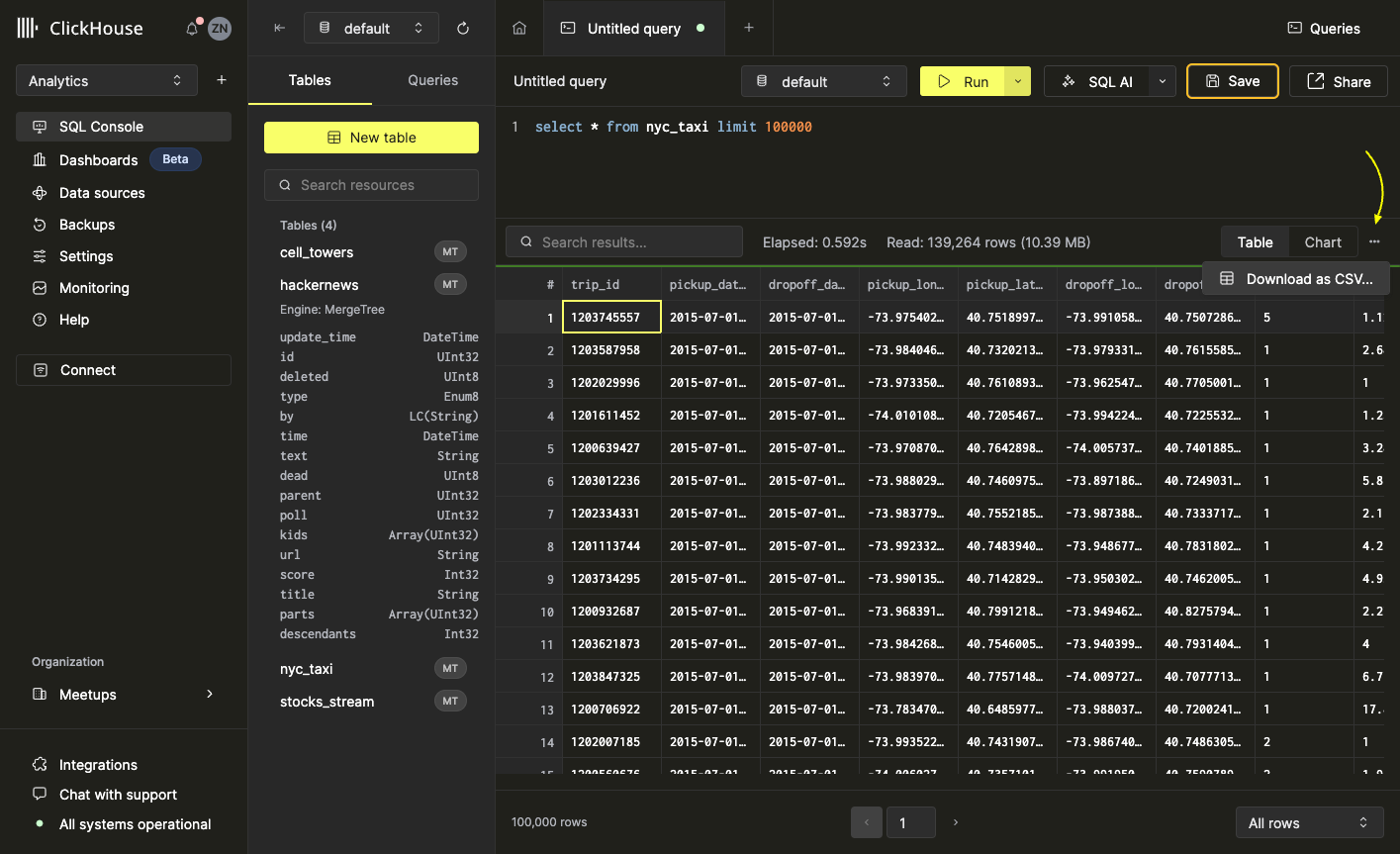 Download as CSV 기능