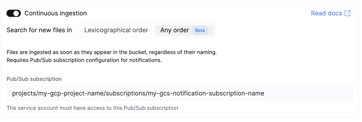 GCS의 순서 없는 모드