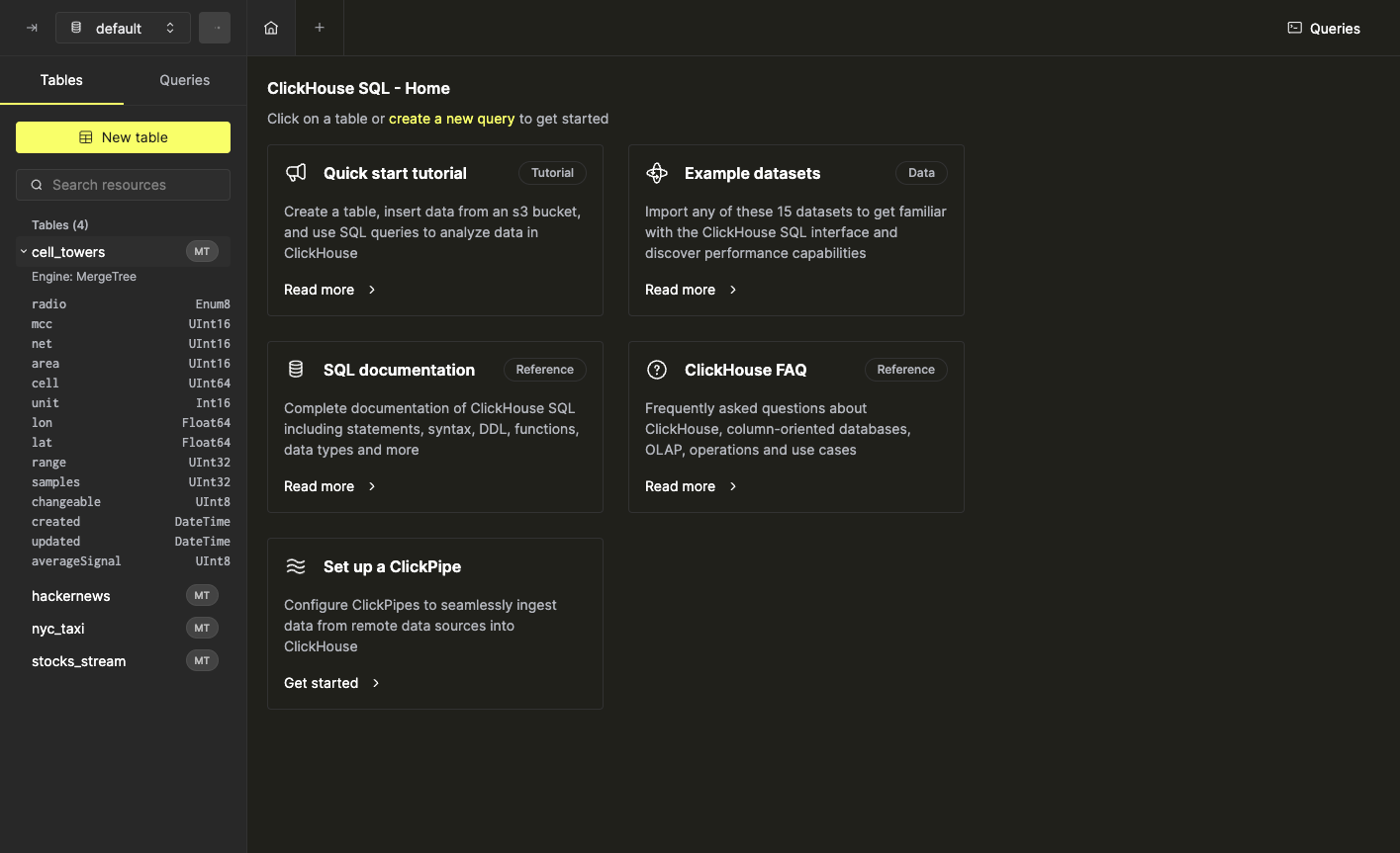 컬럼 이름과 데이터 타입을 표시하도록 확장된 테이블 뷰
