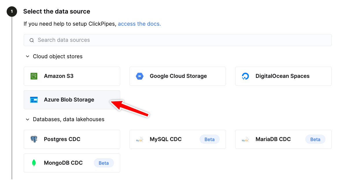 选择 Azure Blob Storage