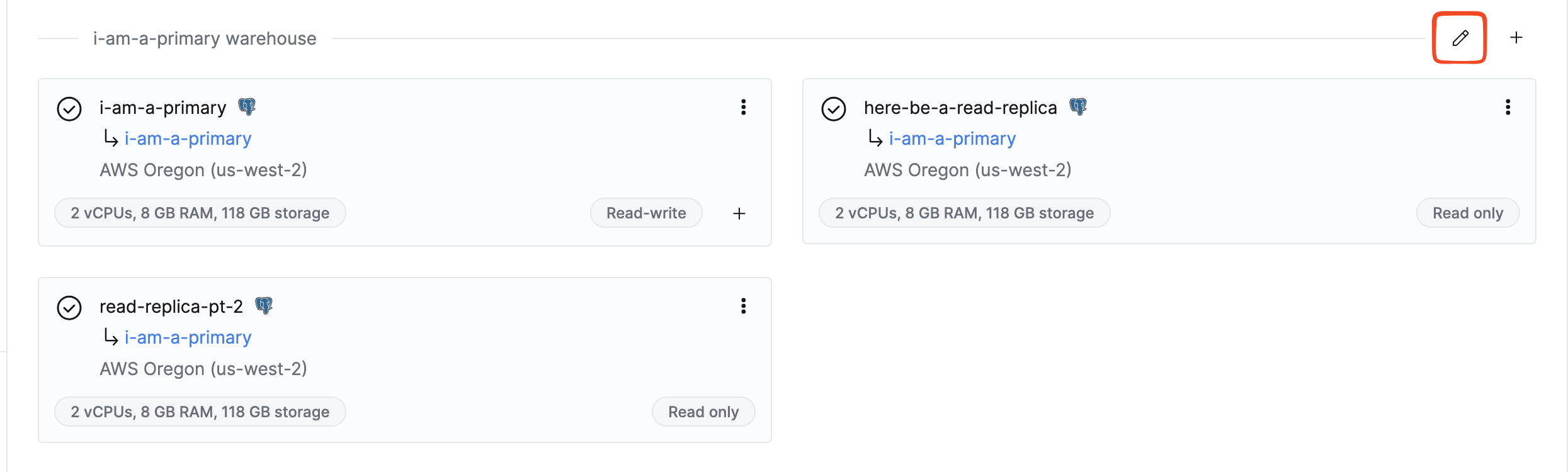带有编辑图标的 warehouse 视图