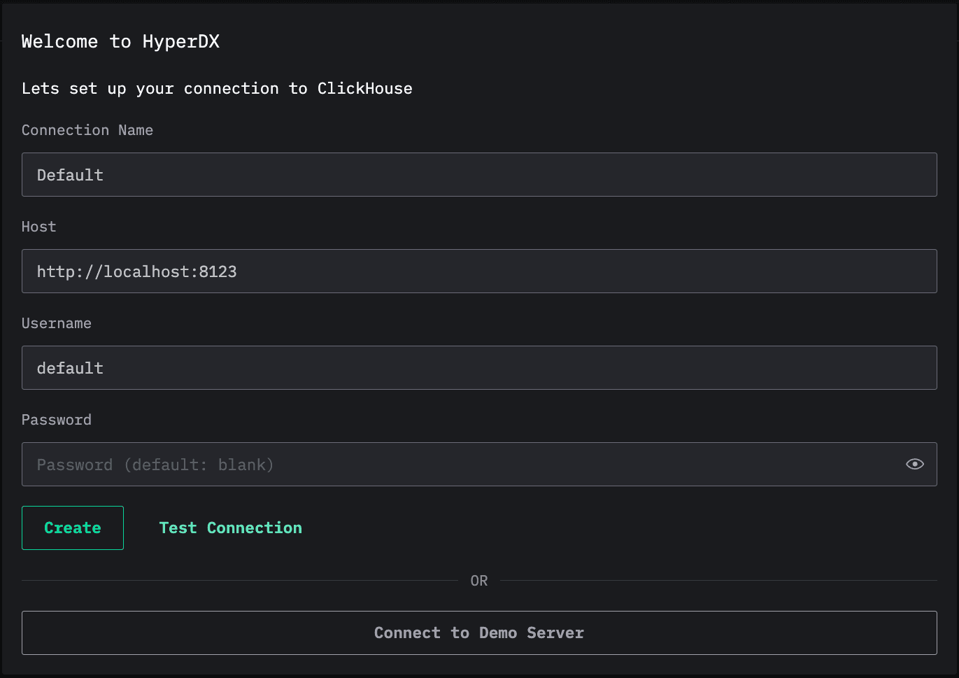 Setting up a connection in HyperDX