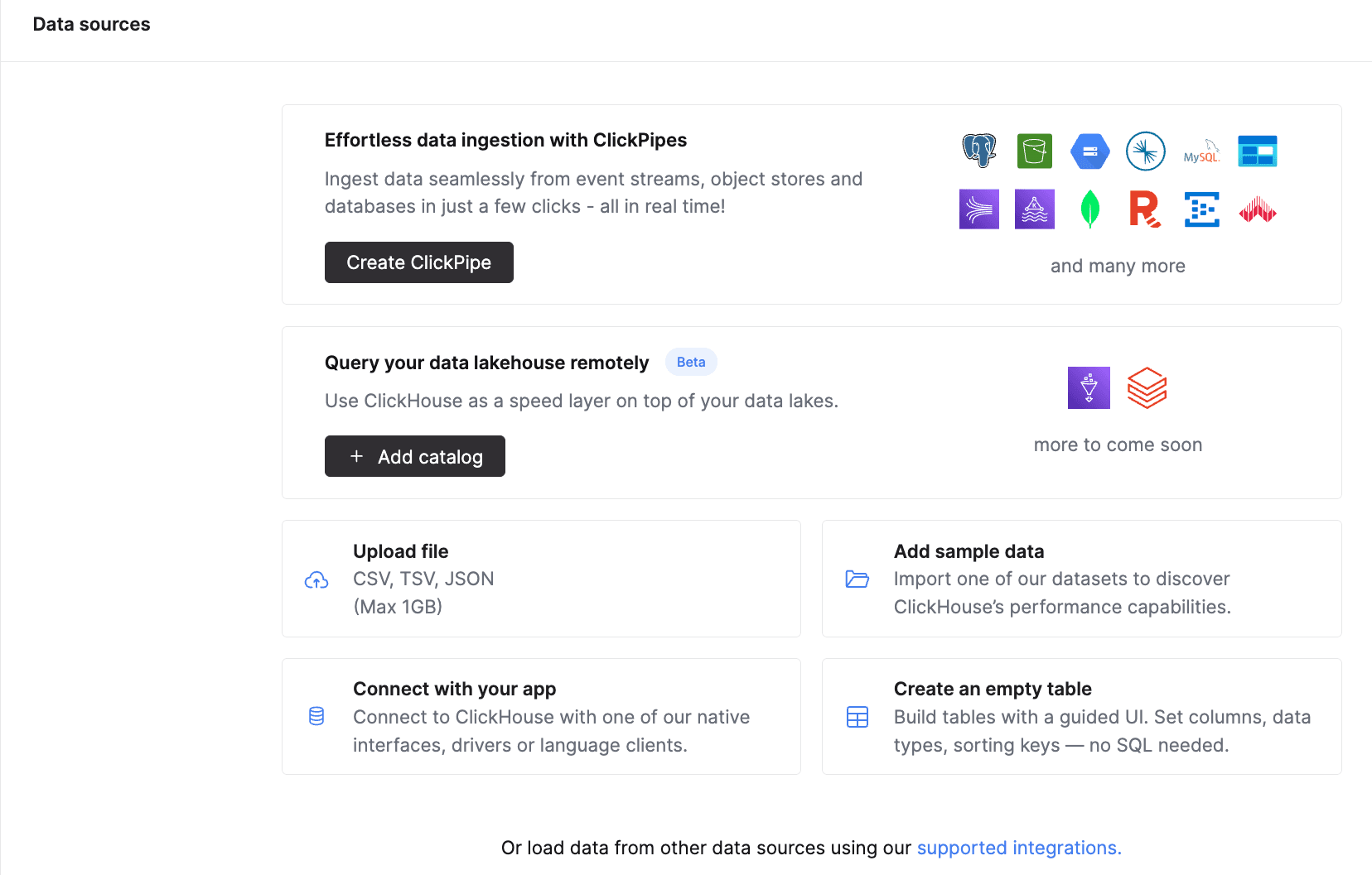 ClickPipes data sources